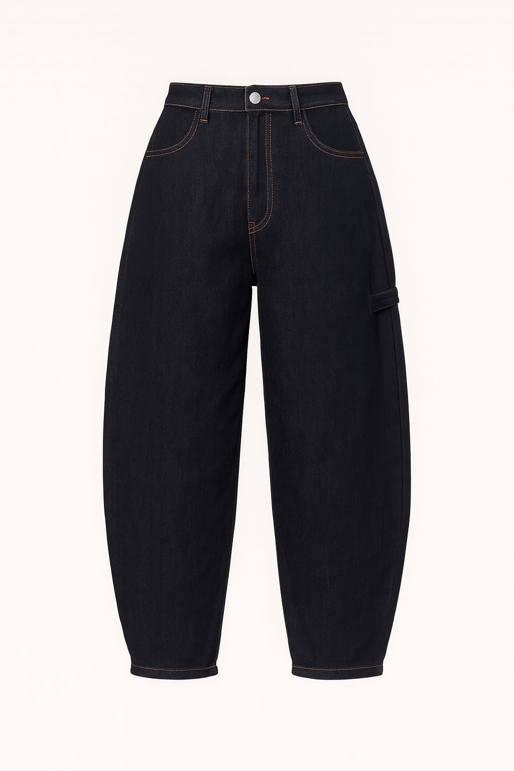 Jeans Donna Balloon Fit Blu Scuro – Vita Alta, Gamba Morbida e Laccio Laterale