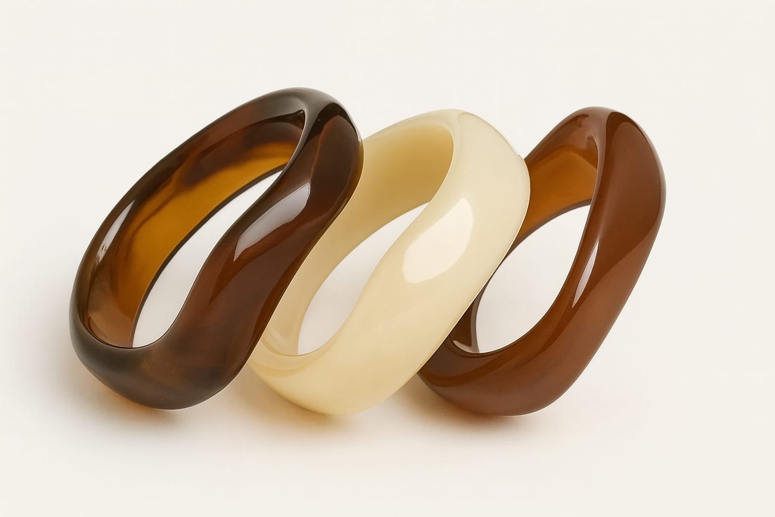 Set 3 Bracciali Rigidi Effetto Resina