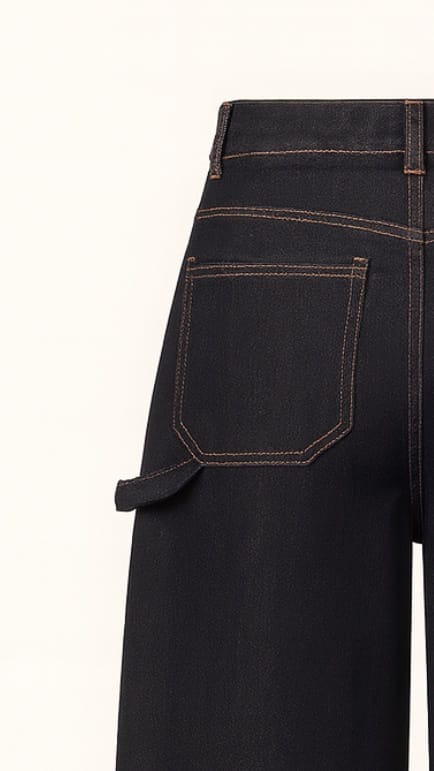 Jeans Donna Balloon Fit Blu Scuro – Vita Alta, Gamba Morbida e Laccio Laterale - immagine 3