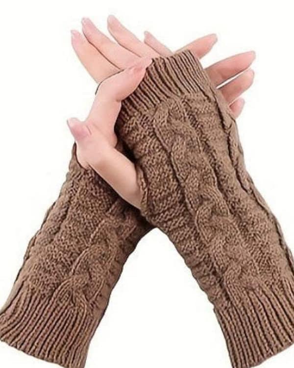 Guanti invernali da donna senza dita in maglia