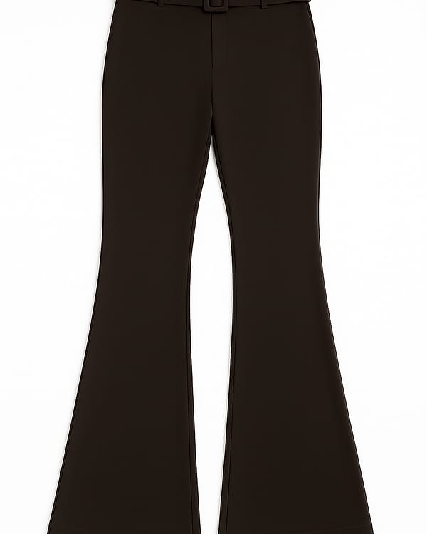 pantalone Marrone a Zampa con Cintura - Vestibilità elegante