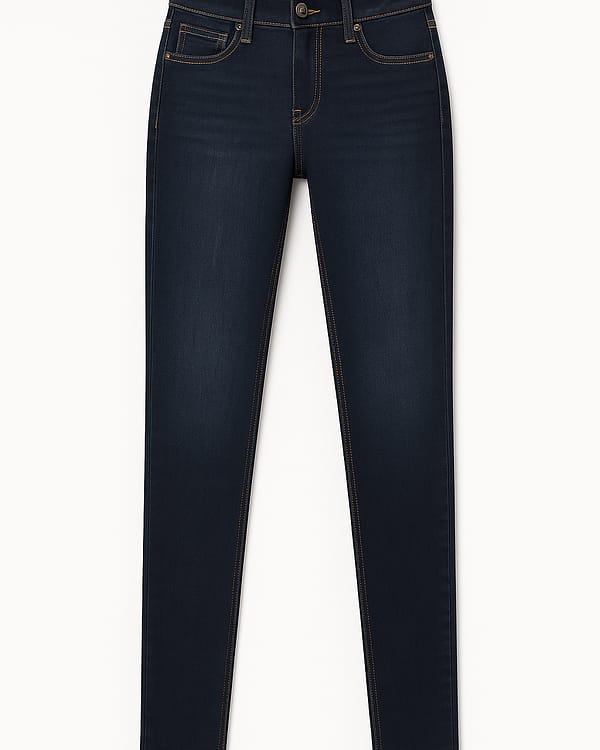 Jeans Donna Skinny Blu Scuro a Vita Media
