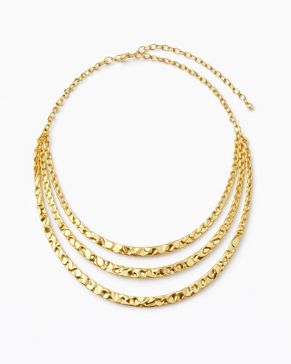 Collana Argento e Oro a Tre Fili Martellati