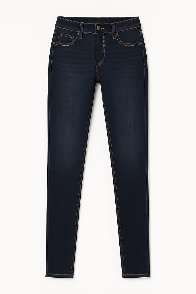Jeans Donna Skinny Blu Scuro a Vita Media
